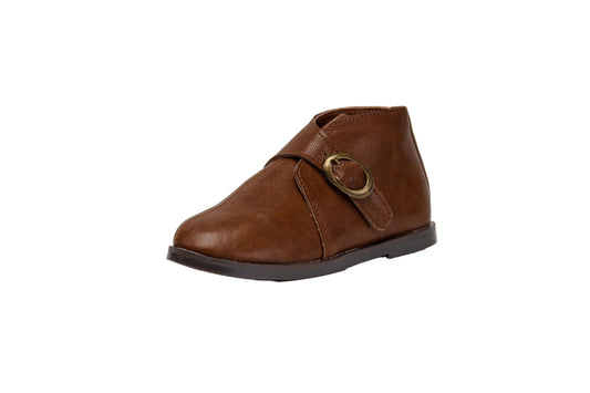 TANNERY & CO BROWN LEATHER SIDE BUCKLE BOOTIE