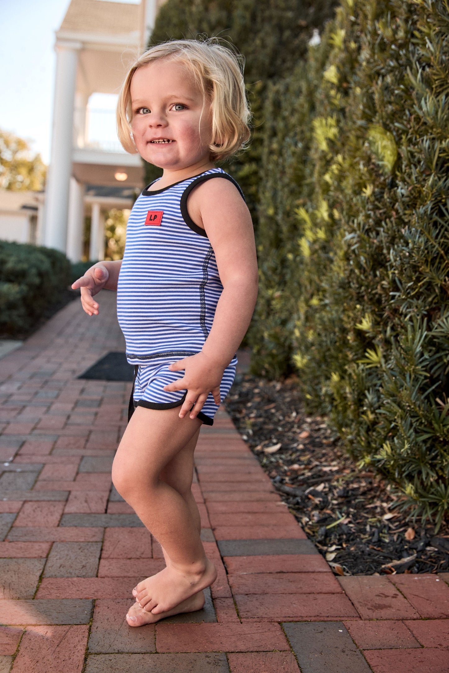 LITTLE PARNI ROYAL BLUE STRIPE TANK SET