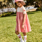 LITTLE PARNI CORAL/PINK VARSITY SS DRESS