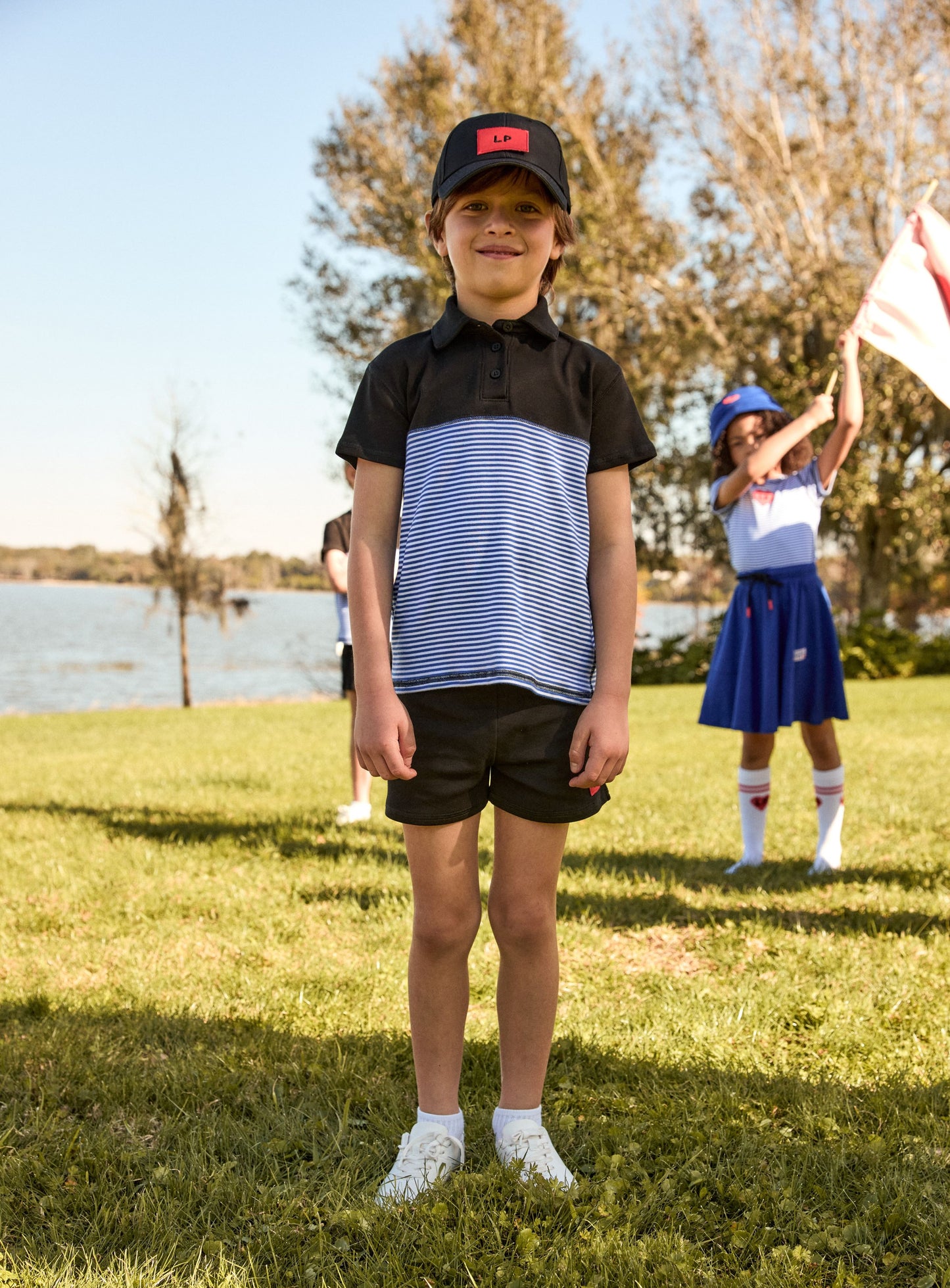 LITTLE PARNI BLACK LOGO SHORTS