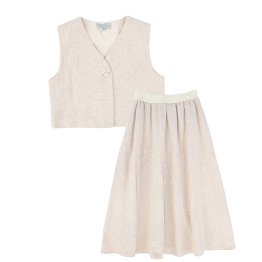 BACE COLLECTION OATMEAL WOOL VEST SET