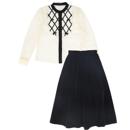 FRANCESCA GUILIANO CREAM/BLACK LATTICE TULLE SET