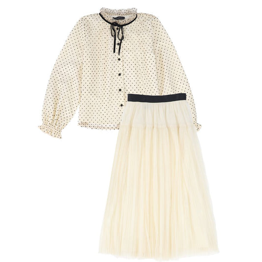 FRANCESCA GUILIANO CREAM VELVET POLKA DOT SET