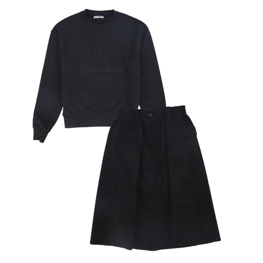 VALENTINA BLACK CORDUROY SKIRT SET