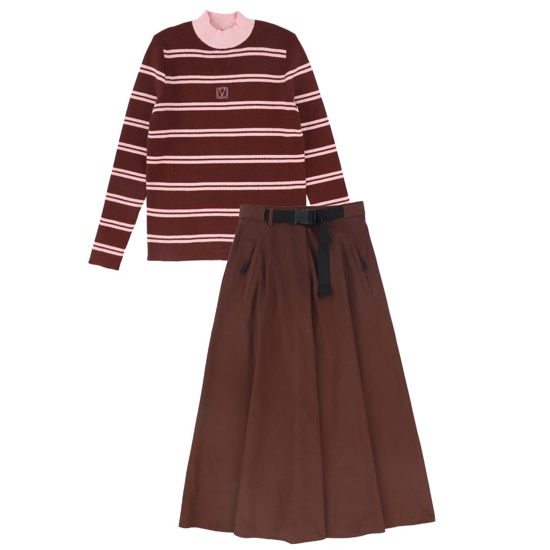 VALENTINA BURGUNDY RIBBED TURTLENECK SET