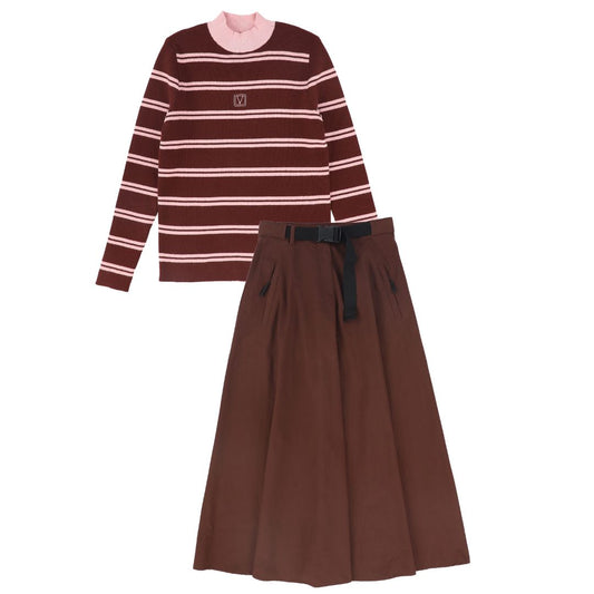 VALENTINA BURGUNDY RIBBED TURTLENECK SET