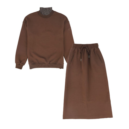 VALENTINA BROWN DRAWSTRING SWEATSHIRT SKIRT SET
