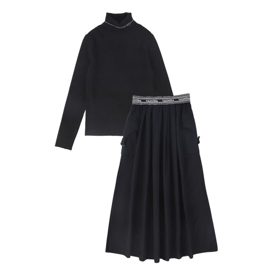 VALENTINA BLACK CANVAS CARGO SKIRT SET