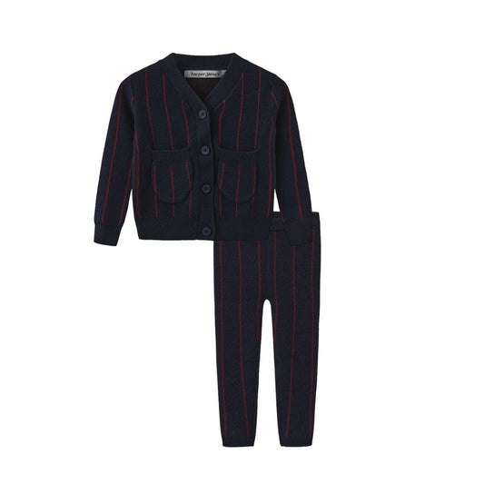 HARPER JAMES NAVY PINSTRIPE KNIT SET