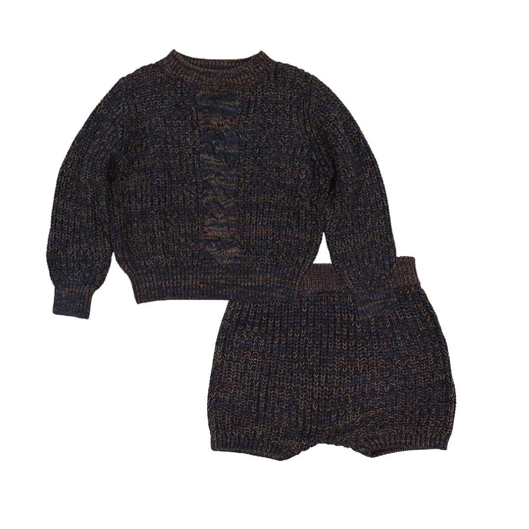 MOTU MIDNIGHT BLUE CABLE KNIT SWEATER SET