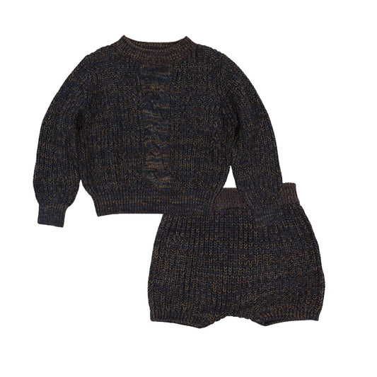 MOTU MIDNIGHT BLUE CABLE KNIT SWEATER SET