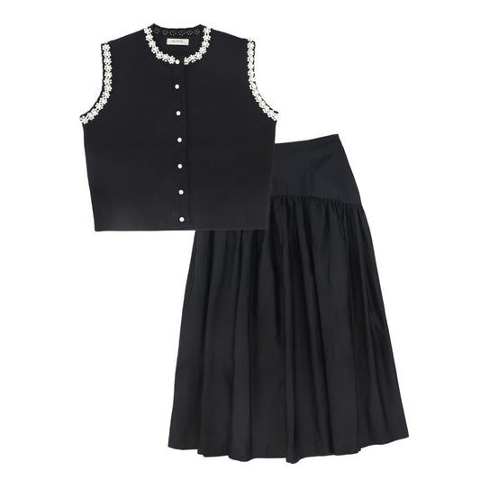 VALENTINA BLACK PEARL TRIMMED VEST SET