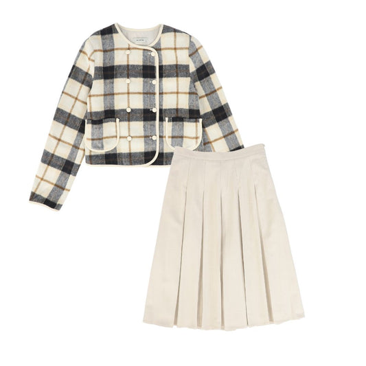 VALENTINA BEIGE PLAID BLAZER SET