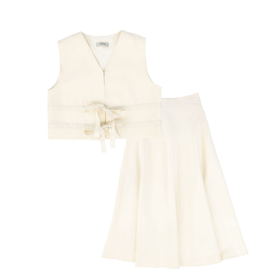 VALENTINA CREAM BOW FRONT VEST SET