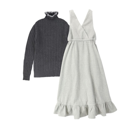 VALENTINA GREY WOOL PANELED JUMPER SET