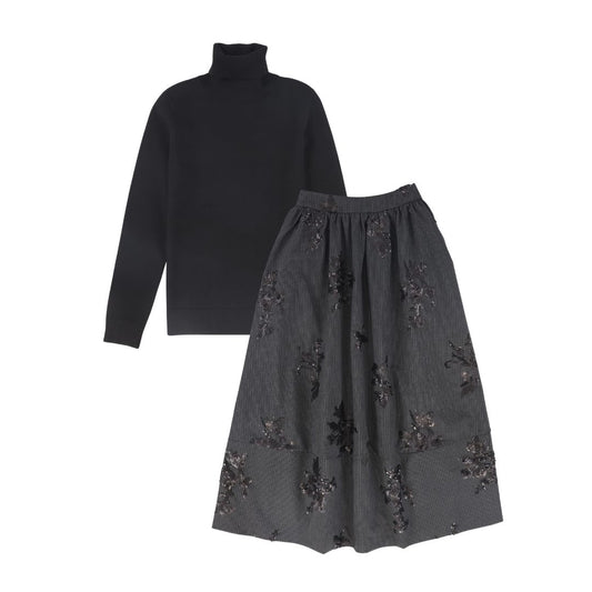 VALENTINA CHARCOAL PINSTRIPE SEQUIN SET