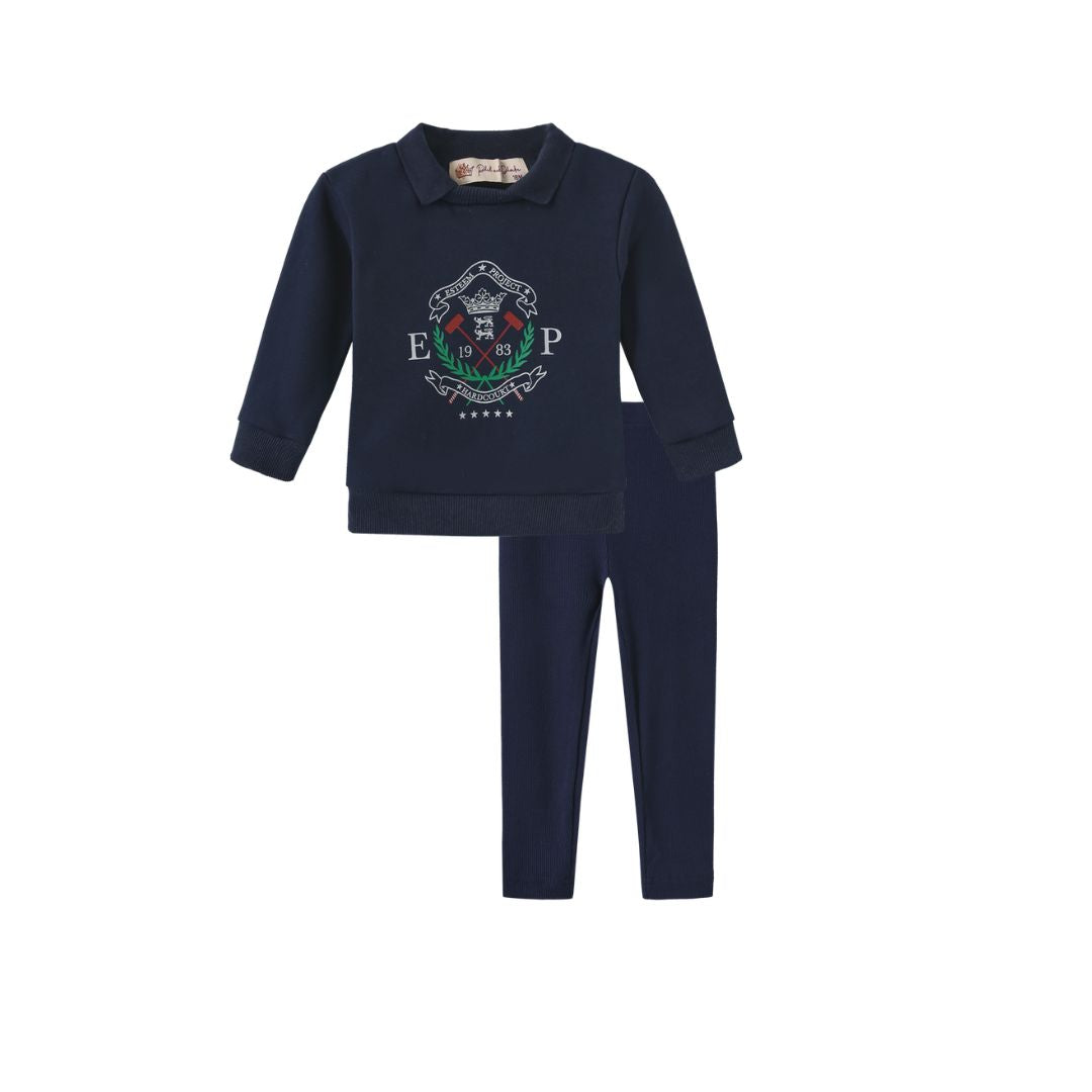 PHIL AND PHOEBE NAVY LOGO SWEATSHIRT SET