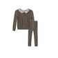 ONE CHILD TAUPE MARLED KNIT BOW SWEATER SET