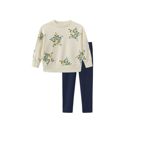 VALEN VEE CREAM LOVE STAR PRINT SWEATSHIRT SET