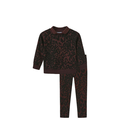 CREATIVE GENIUS BROWN LEOPARD PRINT SWEATSHIRT SET