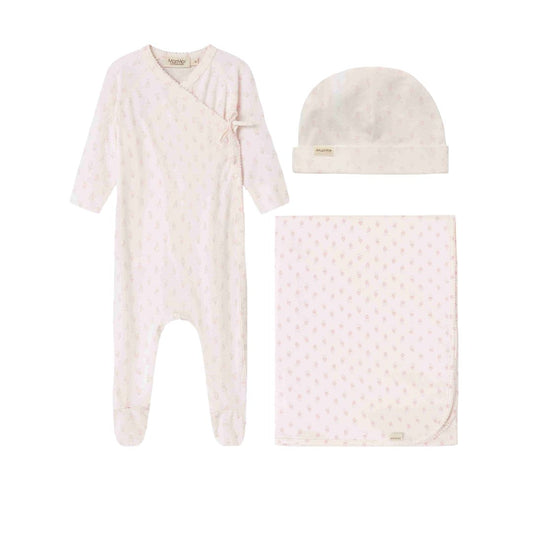 MARMAR COPENHAGEN PALE PINK TINY FLORAL FOOTIE SET
