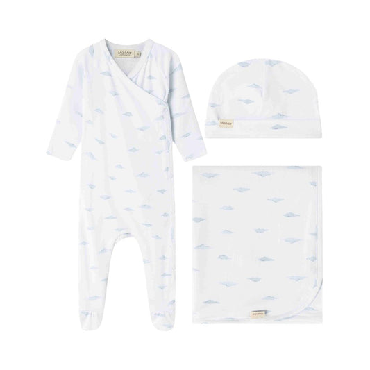 MARMAR COPENHAGEN PALE BLUE CLOUD PRINT FOOTIE SET