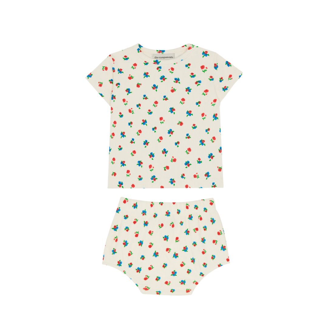 THE CAMPAMENTO WHITE FLORAL PRINTED BLOOMER SET