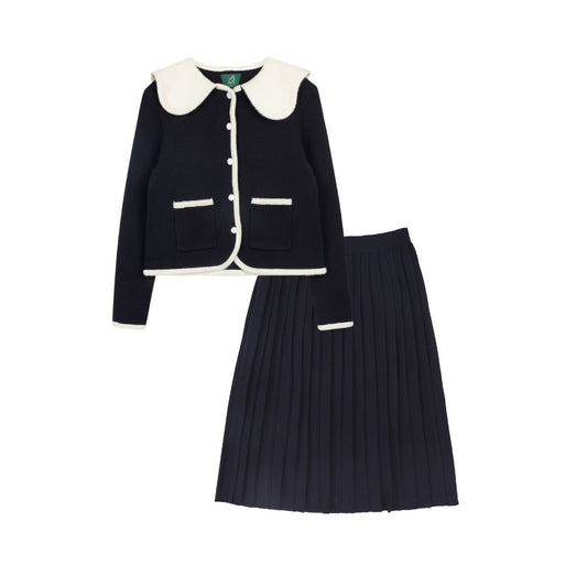 VARSITY 2.0 NAVY KNIT JACKET SET
