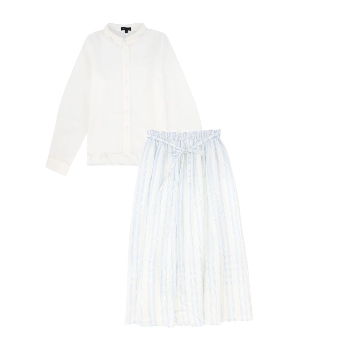 BAMBOO WHITE/BLUE STRIPE SET