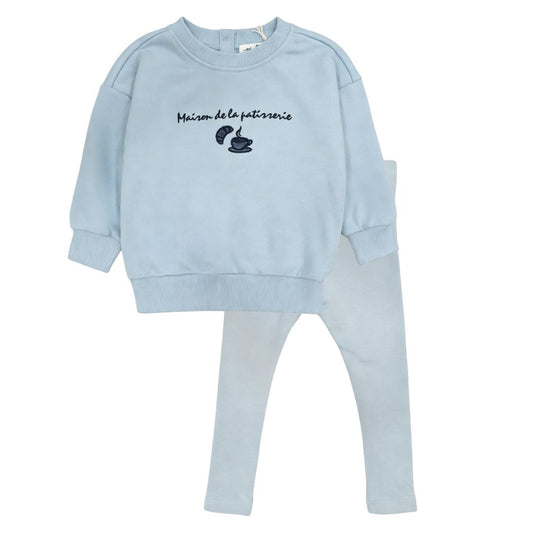 NOUNELLE LIGHT BLUE WORDED SWEATSHIRT SET