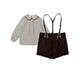 MADELEINE BROWN LEATHER TAB SUSPENDER SHORT SET