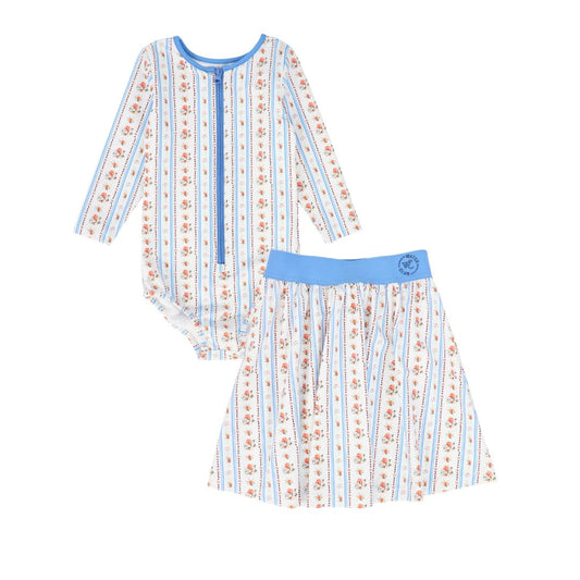 WATER CLUB BLUE FLORAL STRIPE SWIM SET