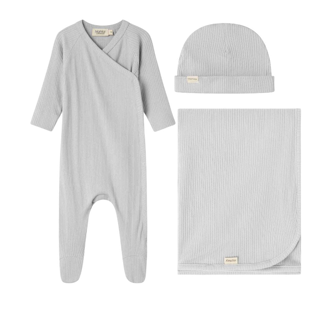 MARMAR COPENHAGEN GREY RIBBED WRAP FOOTIE SET