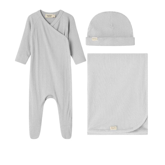 MARMAR COPENHAGEN GREY RIBBED WRAP FOOTIE SET
