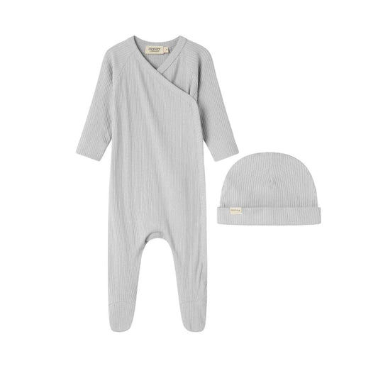MARMAR COPENHAGEN GREY RIBBED WRAP FOOTIE + BEANIE