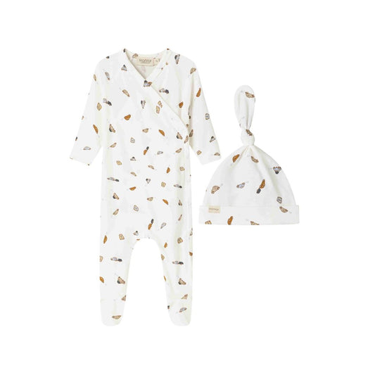 MARMAR COPENHAGEN WHITE CAR PRINT WRAP FOOTIE + BEANIE