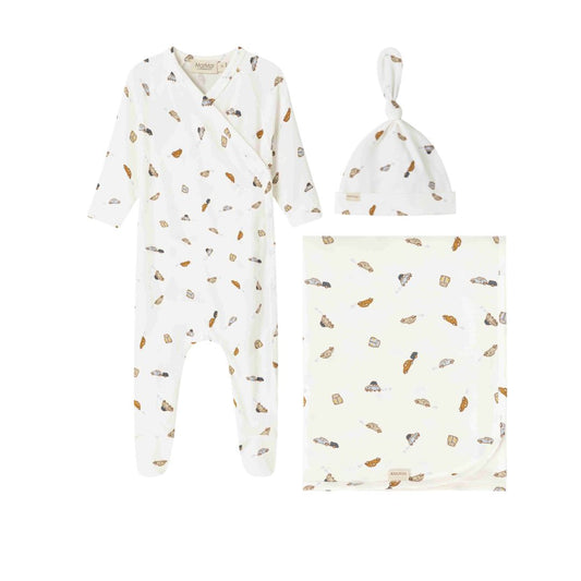 MARMAR COPENHAGEN WHITE CAR PRINT WRAP FOOTIE SET