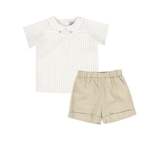 BACE COLLECTION WHITE/TAN STRIPED SET