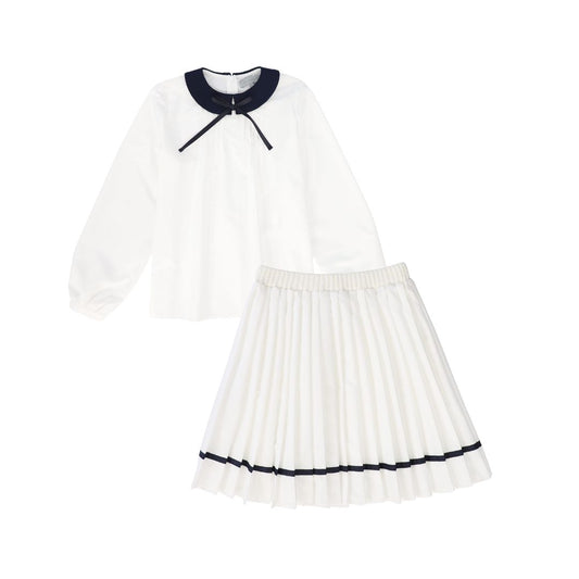 BACE COLLECTION IVORY/NAVY TRIM COLLAR SET