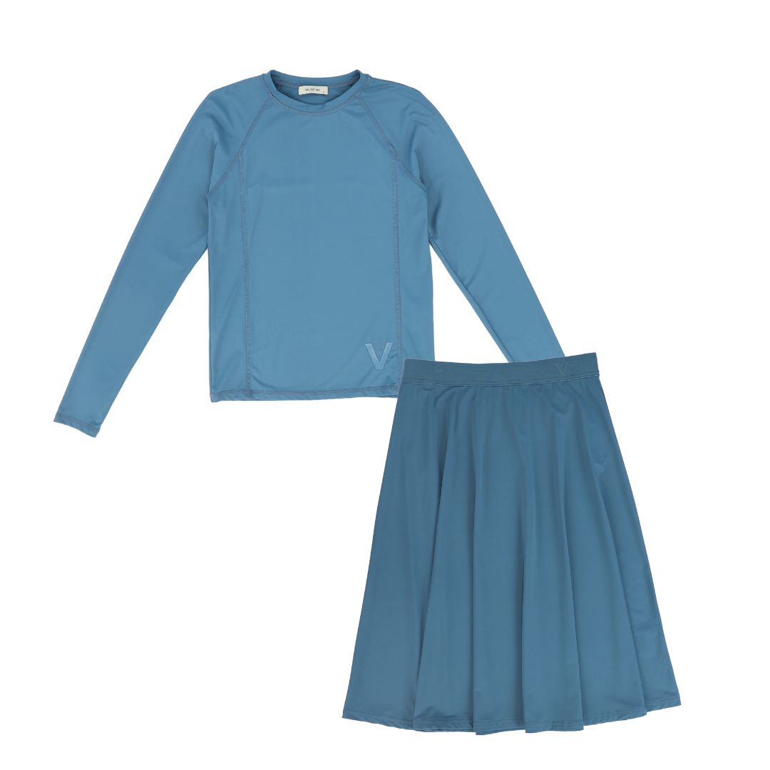 VALENTINA BLUE SEAMED SWIM SET