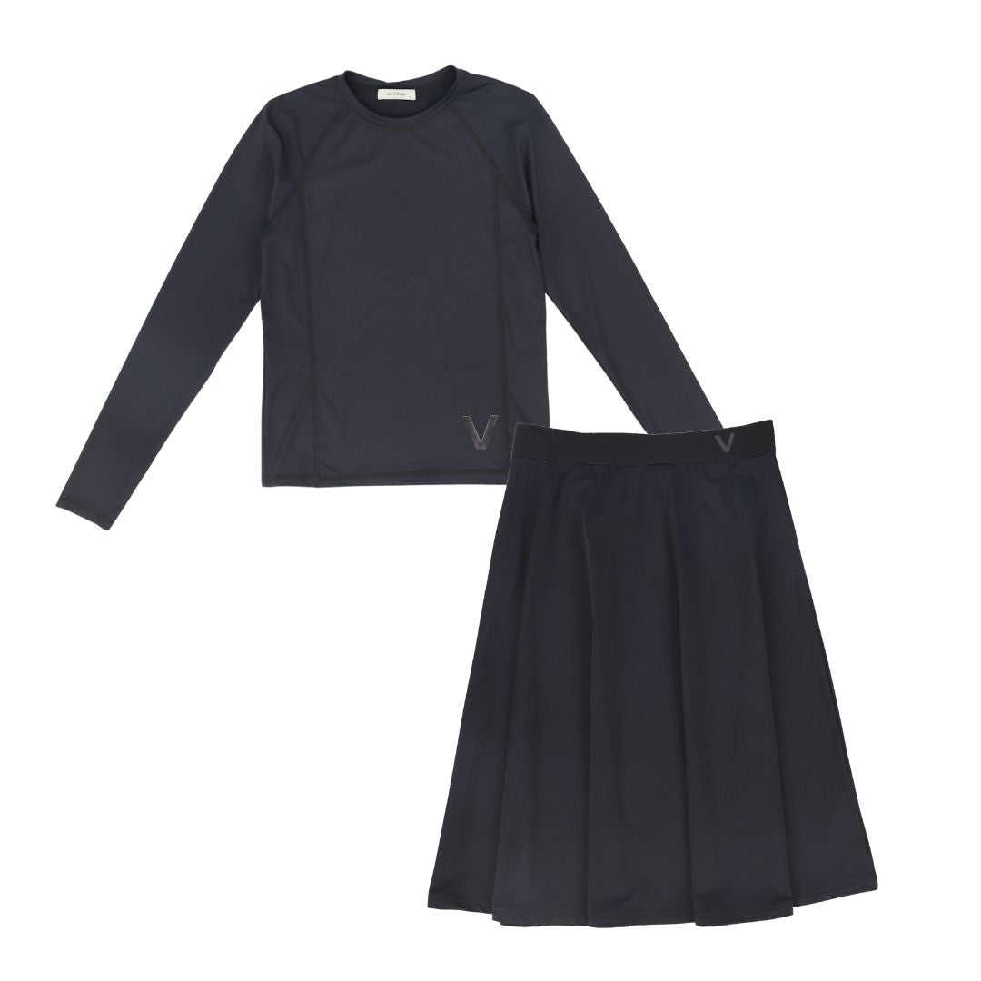 VALENTINA BLACK SEAMED SWIM SET