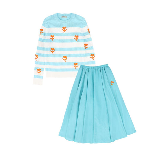 VALENTINA TEAL EMBROIDERED FLOWER SET