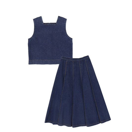 VALENTINA DENIM SEAM PLEAT SET