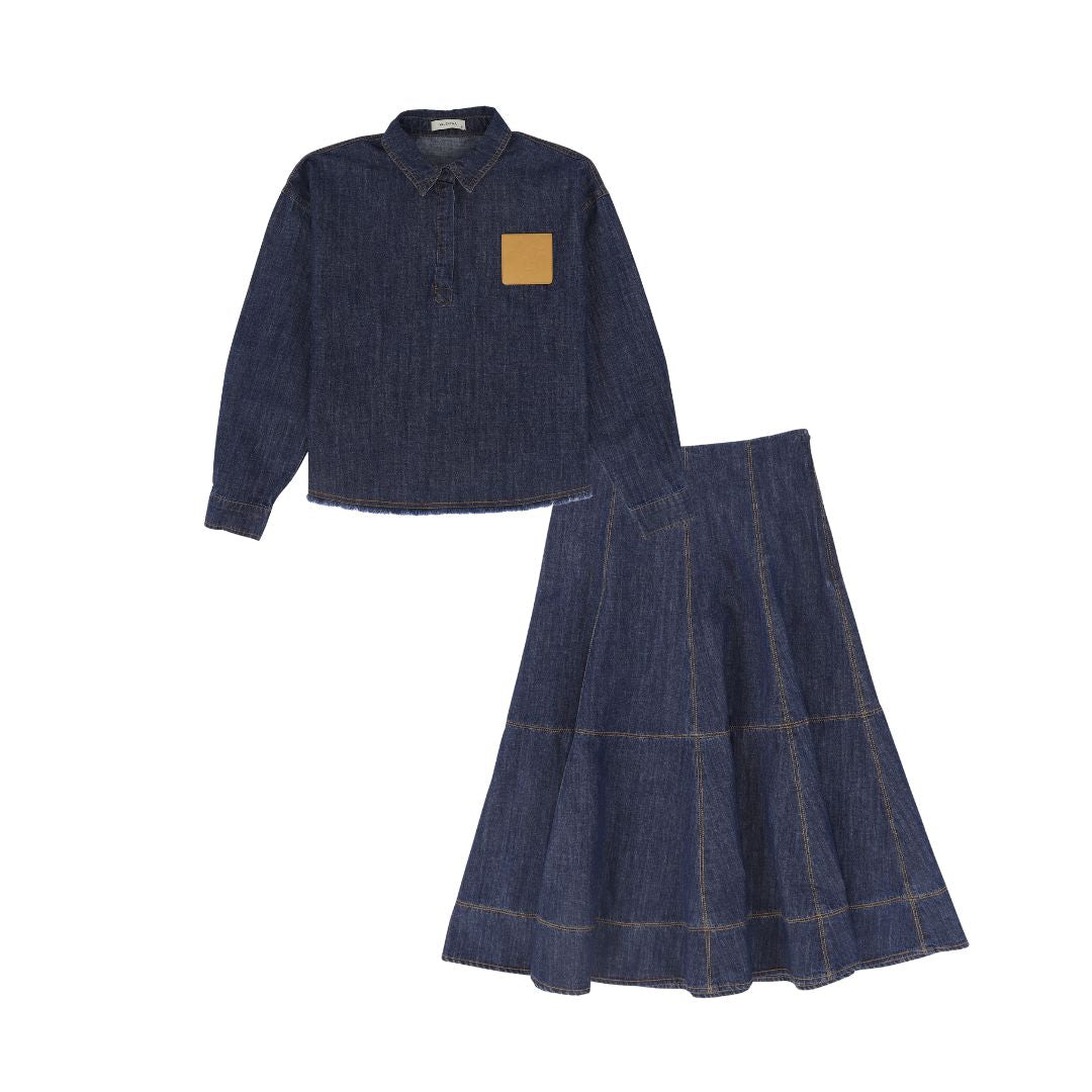 VALENTINA DENIM BLOUSE SET