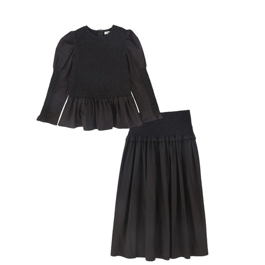 VALENTINA BLACK SMOCK BLOUSE SET