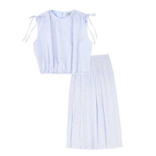 VALENTINA BLUE STRIPED LINEN SET