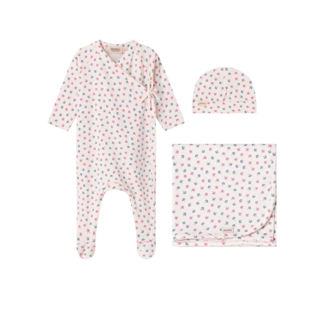 MARMAR COPENHAGEN PALE PINK TINY FLORAL FOOTIE SET