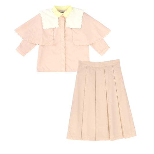 VALENTINA LIGHT PINK SCALLOP FRAYED SET