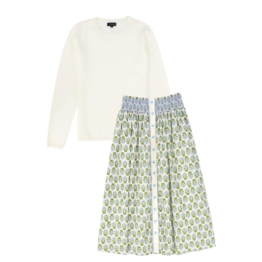 BAMBOO GREEN/BLUE FLOWER PRINT SET