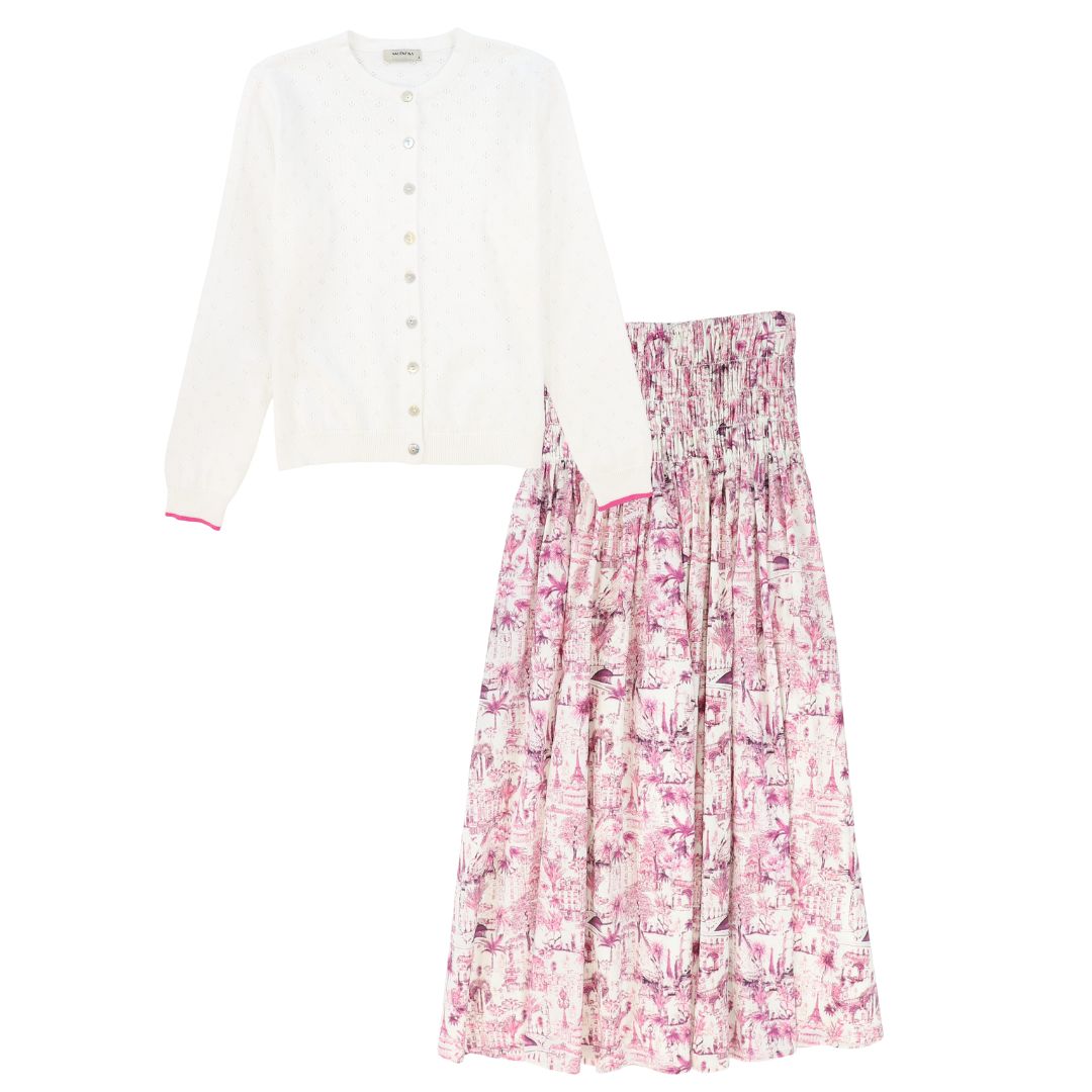 VALENTINA FUCHSIA PINK PRINTED SMOCK SET